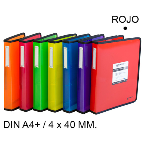 Carpeta de 4 anillas de 40 mm. grafoplas blackline din a4+, rojo