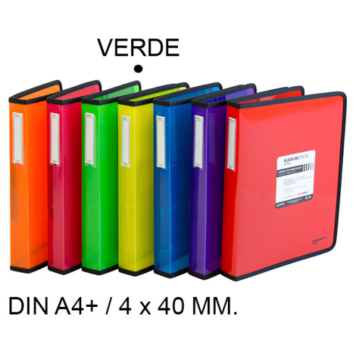 Carpeta de 4 anillas de 40 mm. grafoplas blackline din a4+, verde
