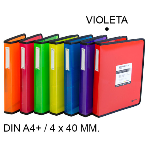 Carpeta de 4 anillas de 40 mm. grafoplas blackline din a4+, violeta