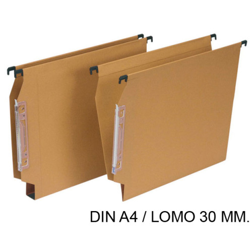 Carpeta colgante grafoplas con visor lateral 140 mm. din a4, lomo de 30 mm. kraft
