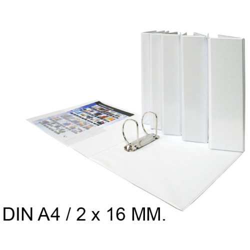 Carpeta de 2 anillas mixtas de 16 mm. personalizable grafoplas total xs din a4, blanco