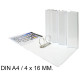 Carpeta de 4 anillas mixtas de 16 mm. personalizable grafoplas total xs din a4, blanco