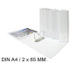 Carpeta de 2 anillas mixtas de 65 mm. personalizable grafoplas total xs din a4, blanco