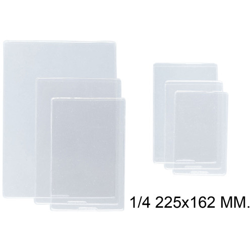 Funda con rebaje en pvc de 200 micras grafoplas 1/4, transparente