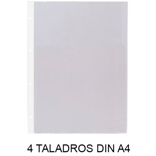 Funda multitaladro 4 taladros en pvc de 100 micras grafoplas din a4, lomo reforzado, transparente