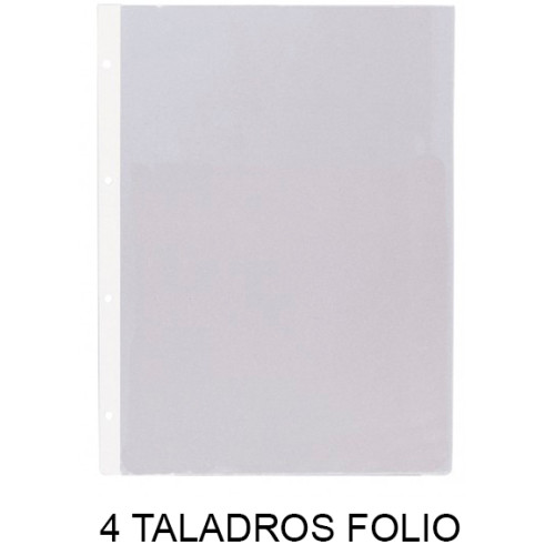 Funda multitaladro 4 taladros en pvc de 100 micras grafoplas folio, lomo reforzado, transparente