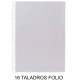 Funda multitaladro 16 taladros en pvc de 100 micras grafoplas folio, lomo reforzado, transparente