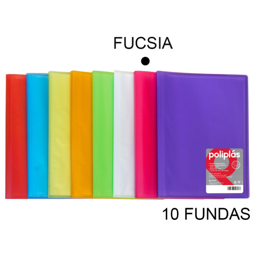 Carpeta con 10 fundas grafoplas poliplás traslúcido din a4, fucsia