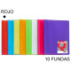 Carpeta con 10 fundas grafoplas poliplás traslúcido din a4, rojo
