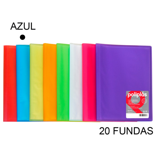 Carpeta con 20 fundas grafoplas poliplás traslúcido din a4, azul