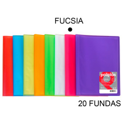 Carpeta con 20 fundas grafoplas poliplás traslúcido din a4, fucsia