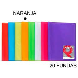 Carpeta con 20 fundas grafoplas poliplás traslúcido din a4, naranja