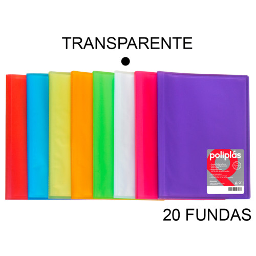 Carpeta con 20 fundas grafoplas poliplás traslúcido din a4, transparente