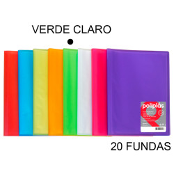 Carpeta con 20 fundas grafoplas poliplás traslúcido din a4, verde claro
