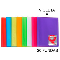 Carpeta con 20 fundas grafoplas poliplás traslúcido din a4, violeta