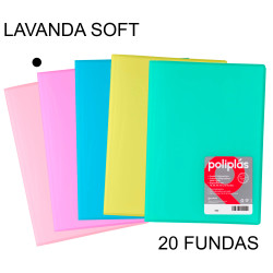 Carpeta con 20 fundas grafoplas poliplás traslúcido din a4, lavanda soft