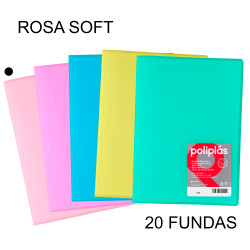 Carpeta con 20 fundas grafoplas poliplás traslúcido din a4, rosa soft
