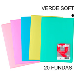 Carpeta con 20 fundas grafoplas poliplás traslúcido din a4, verde soft
