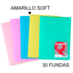 Carpeta con 30 fundas grafoplas poliplás traslúcido din a4, amarillo soft
