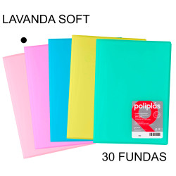 Carpeta con 30 fundas grafoplas poliplás traslúcido din a4, lavanda soft
