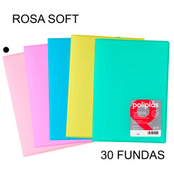 Carpeta con 30 fundas grafoplas poliplás traslúcido din a4, rosa soft