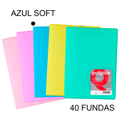 Carpeta con 40 fundas grafoplas poliplás traslúcido din a4, azul soft