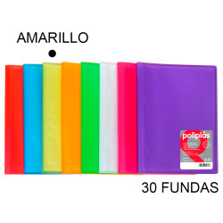 Carpeta con 30 fundas grafoplas poliplás traslúcido din a4, amarillo