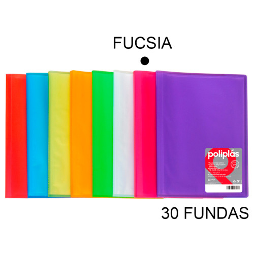 Carpeta con 30 fundas grafoplas poliplás traslúcido din a4, fucsia