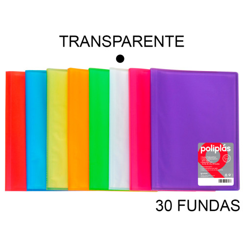 Carpeta con 30 fundas grafoplas poliplás traslúcido din a4, transparente