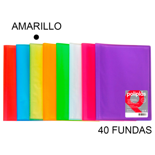 Carpeta con 40 fundas grafoplas poliplás traslúcido din a4, amarillo
