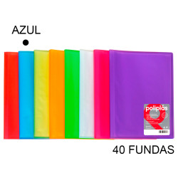 Carpeta con 40 fundas grafoplas poliplás traslúcido din a4, azul