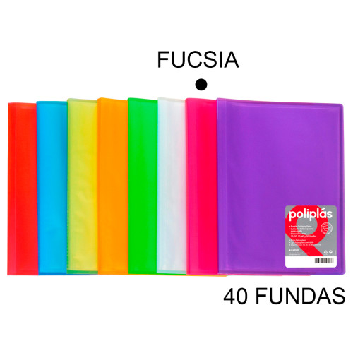 Carpeta con 40 fundas grafoplas poliplás traslúcido din a4, fucsia
