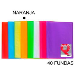 Carpeta con 40 fundas grafoplas poliplás traslúcido din a4, naranja