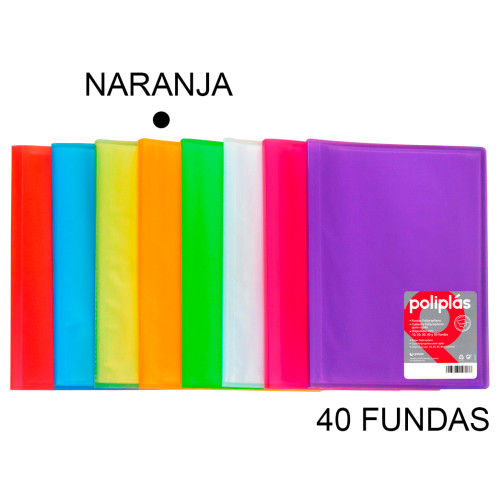 Carpeta con 40 fundas grafoplas poliplás traslúcido din a4, naranja