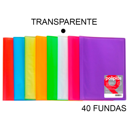 Carpeta con 40 fundas grafoplas poliplás traslúcido din a4, transparente