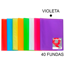 Carpeta con 40 fundas grafoplas poliplás traslúcido din a4, violeta