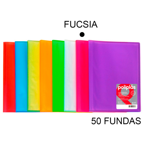 Carpeta con 50 fundas grafoplas poliplás traslúcido din a4, fucsia