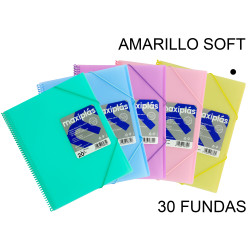 Carpeta con 30 fundas + sobre con cierre de velcro grafoplas maxiplás traslúcido din a4, amarillo soft