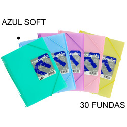 Carpeta con 30 fundas + sobre con cierre de velcro grafoplas maxiplás traslúcido din a4, azul soft