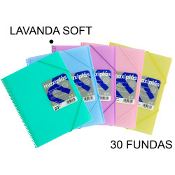 Carpeta con 30 fundas + sobre con cierre de velcro grafoplas maxiplás traslúcido din a4, lavanda soft