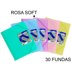 Carpeta con 30 fundas + sobre con cierre de velcro grafoplas maxiplás traslúcido din a4, rosa soft