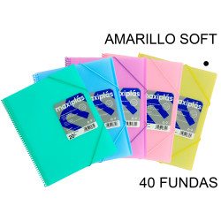 Carpeta con 40 fundas + sobre con cierre de velcro grafoplas maxiplás traslúcido din a4, amarillo soft