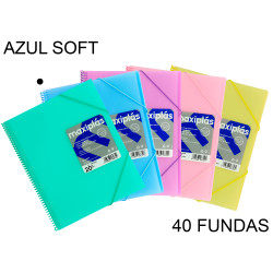 Carpeta con 40 fundas + sobre con cierre de velcro grafoplas maxiplás traslúcido din a4, azul soft