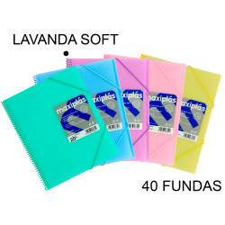 Carpeta con 40 fundas + sobre con cierre de velcro grafoplas maxiplás traslúcido din a4, lavanda soft