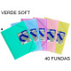Carpeta con 40 fundas + sobre con cierre de velcro grafoplas maxiplás traslúcido din a4, verde soft