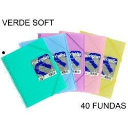 Carpeta con 40 fundas + sobre con cierre de velcro grafoplas maxiplás traslúcido din a4, verde soft