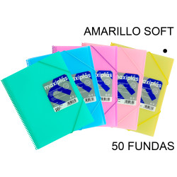 Carpeta con 50 fundas + sobre con cierre de velcro grafoplas maxiplás traslúcido din a4, amarillo soft