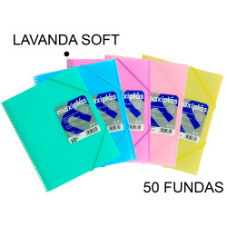 Carpeta con 50 fundas + sobre con cierre de velcro grafoplas maxiplás traslúcido din a4, lavanda soft