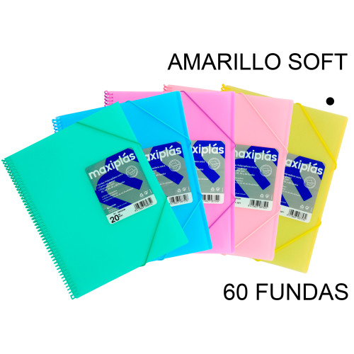 Carpeta con 60 fundas + sobre con cierre de velcro grafoplas maxiplás traslúcido din a4, amarillo soft