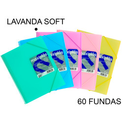 Carpeta con 60 fundas + sobre con cierre de velcro grafoplas maxiplás traslúcido din a4, lavanda soft